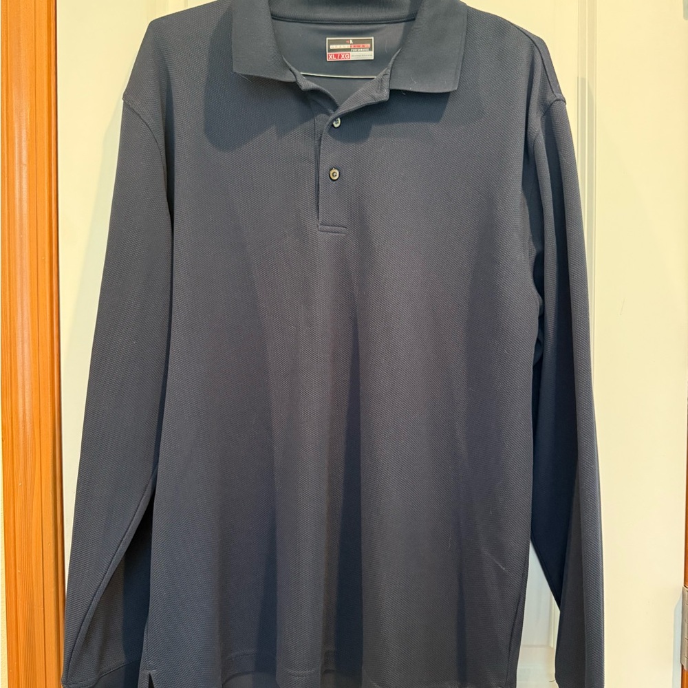 Grand Slam Blue Polo Shirt Long Sleeve Performance